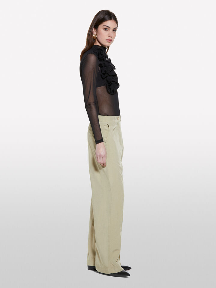 Military palazzo trousers with zipper - women's palazzo trousers - Military Green | Sisley image number 2